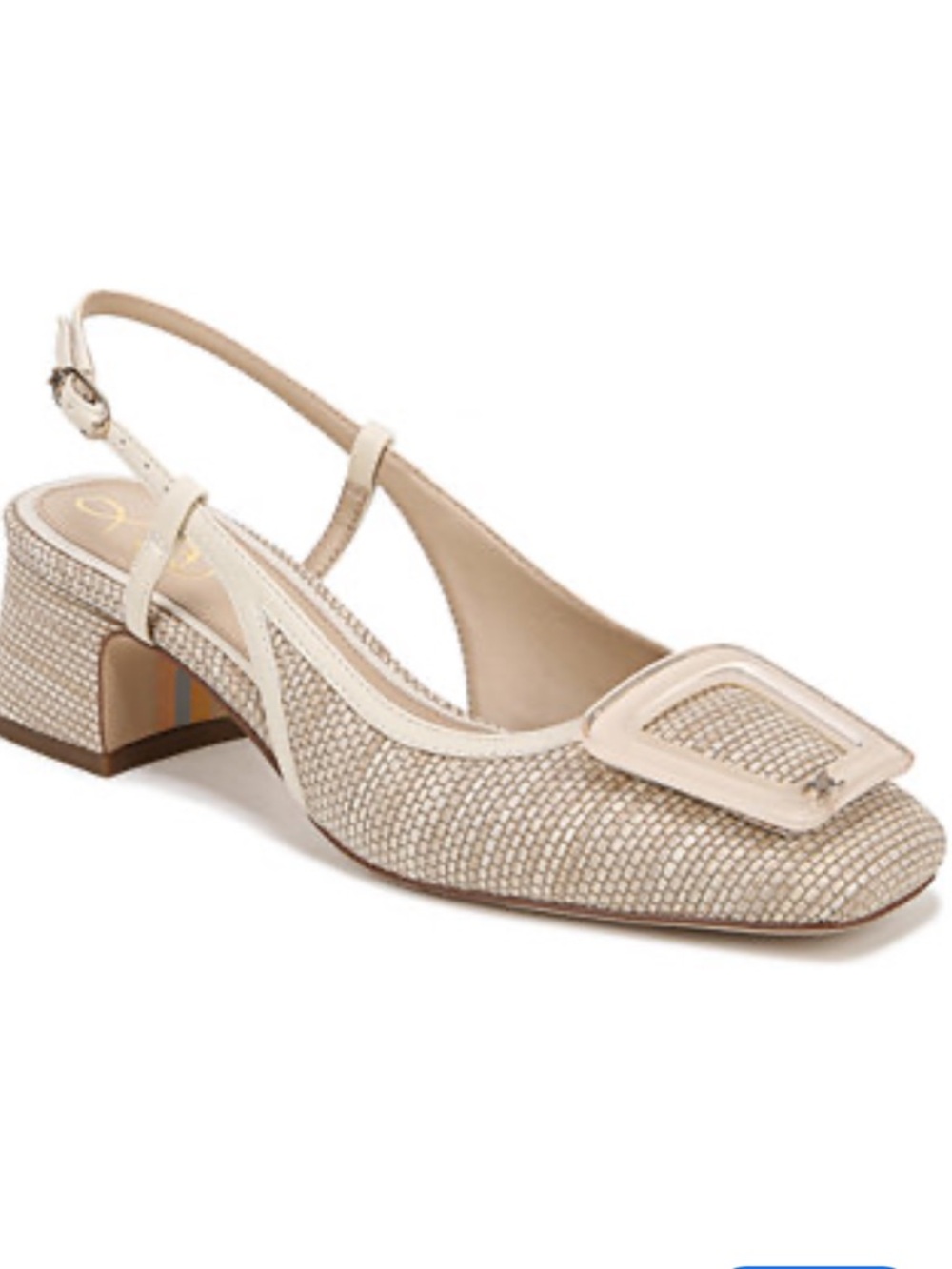 Sam Edelman Tracie Beige Woven Slingback Block Heel Pumps NEW 8.5 - Picture 2 of 5